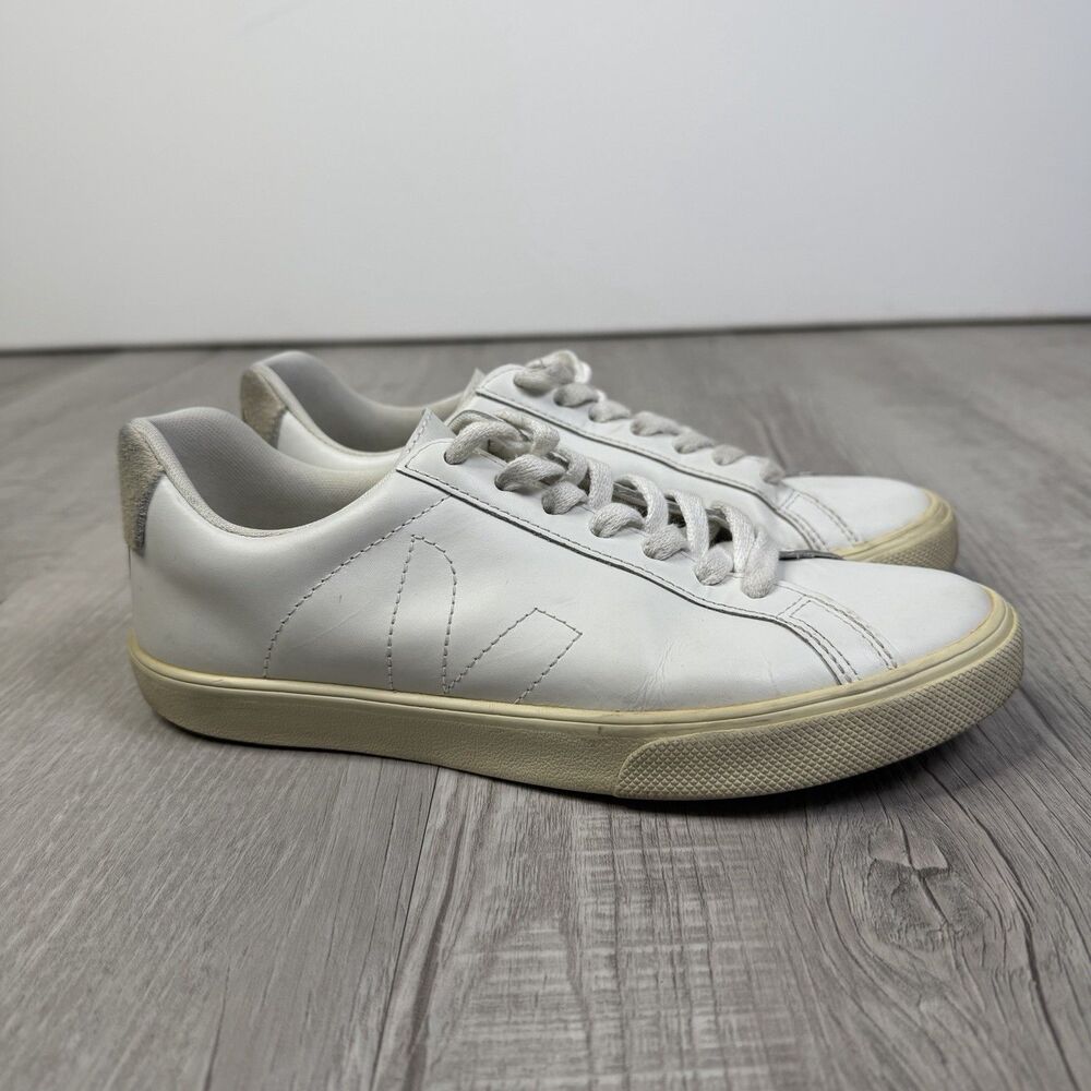 Veja Women's Esplar Extra White Natural Leather Logo Sneakers Sz 6 A /EU 37 F - Picture 4 of 9
